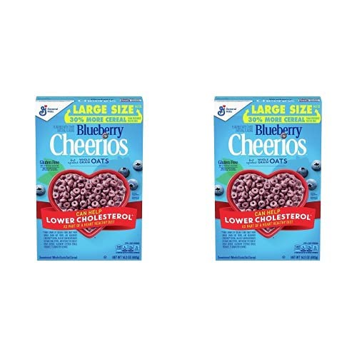 Cheerios Breakfast Cereal, Blueberry, Gluten Free, Whole Grain Oats, 14.2 oz (Pack of 2)