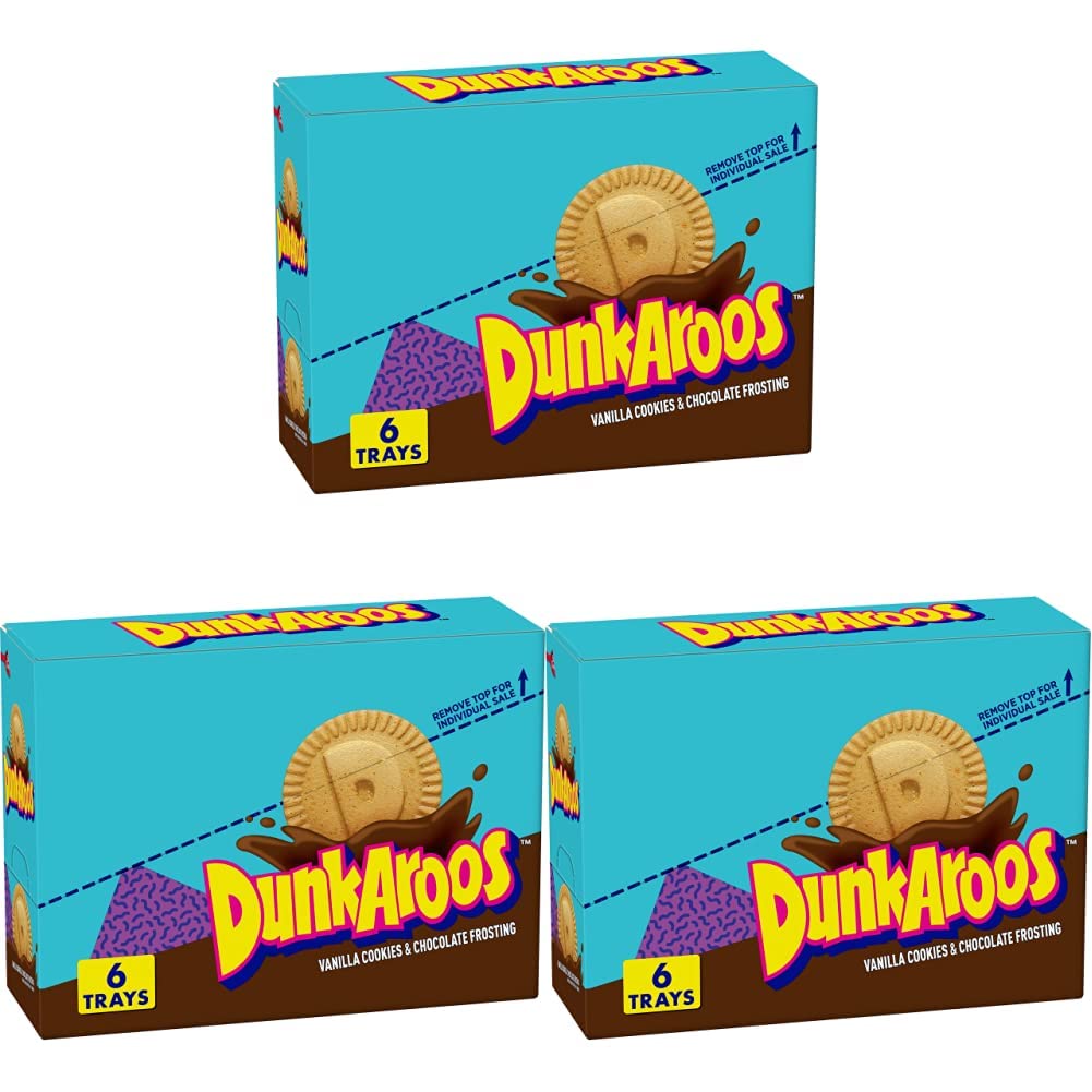Dunkaroos Vanilla Cookies and Chocolate Frosting, 1.5 oz, 6 ct (Pack of 3)