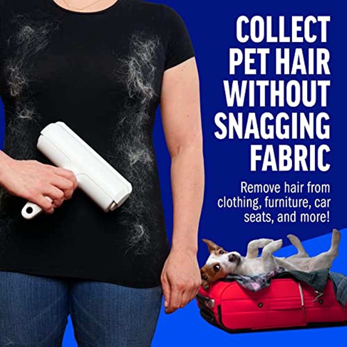 Chom Chom Roller Pet Hair Remover - ChomChom Reusable Cat and Dog Hair Remover for Furniture, Couch, Carpet, Clothing or Bedding - Portable, Multi-Surface Lint Roller and Fur Removal Tool