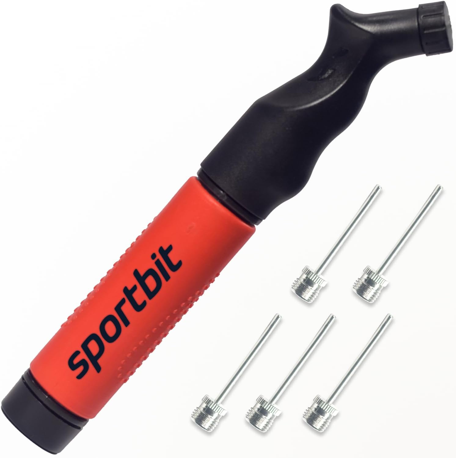 SPORTBIT Ball Pump with 5 Needles - Push & Pull Inflating System - Great for All Sports Balls - Volleyball Pump, Basketball Inflator, Football & Soccer Ball Air Pump - Goes with Needles Set