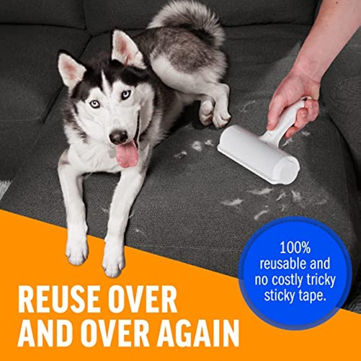 Chom Chom Roller Pet Hair Remover - ChomChom Reusable Cat and Dog Hair Remover for Furniture, Couch, Carpet, Clothing or Bedding - Portable, Multi-Surface Lint Roller and Fur Removal Tool