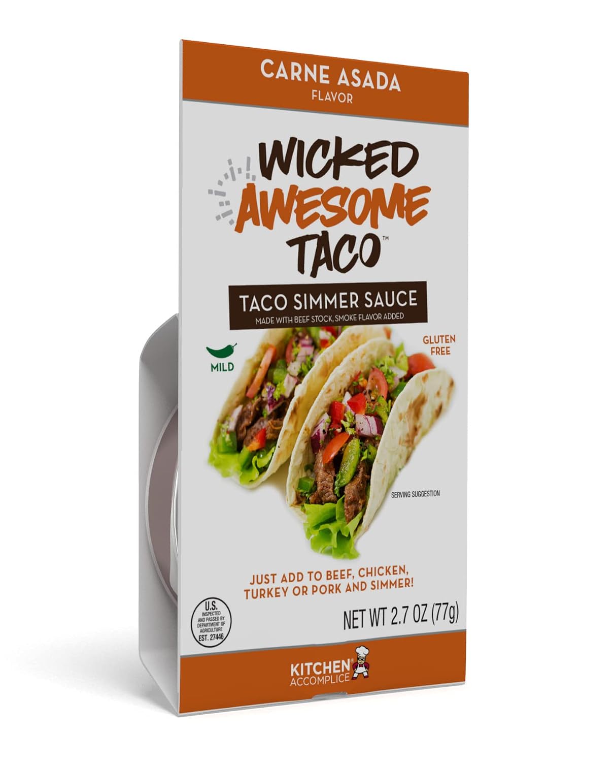 Kitchen Accomplice Wicked Tasty Taco, Carne Asada Simmer Sauce, 2.7 Ounce