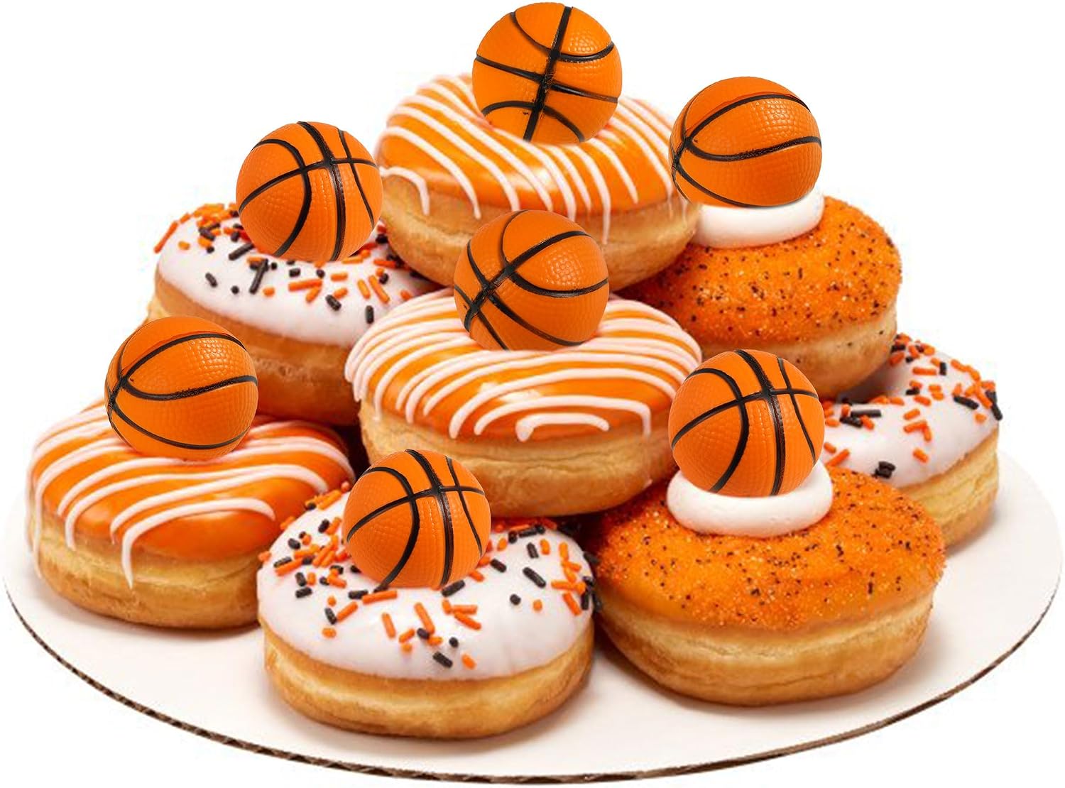 Gyufise 10Pcs Basketball Cake Toppers 3D Basketball Cake Pick Decorations for Sports Theme Babyshower Birthday Event Party Supply Decorations