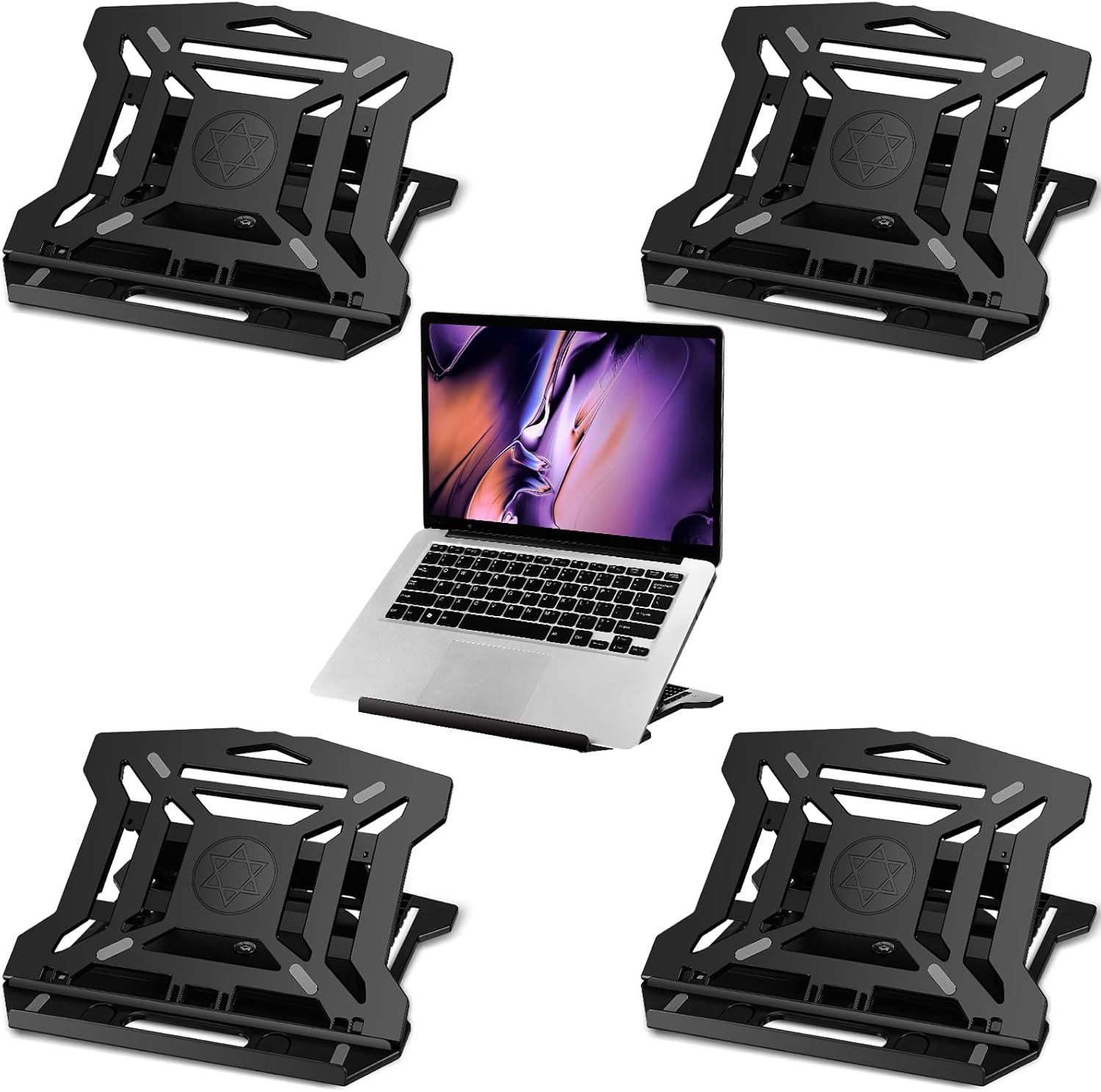 4 Pcs 11 x 10.6 Inches Laptop Stand Adjustable Lap Desk 8 Position Laptop Holder Ergonomic Lap Table Laptop Tray for Bed Car Train Plane Desk Sofa Writing Drawing Home Office Working Studying Supplies