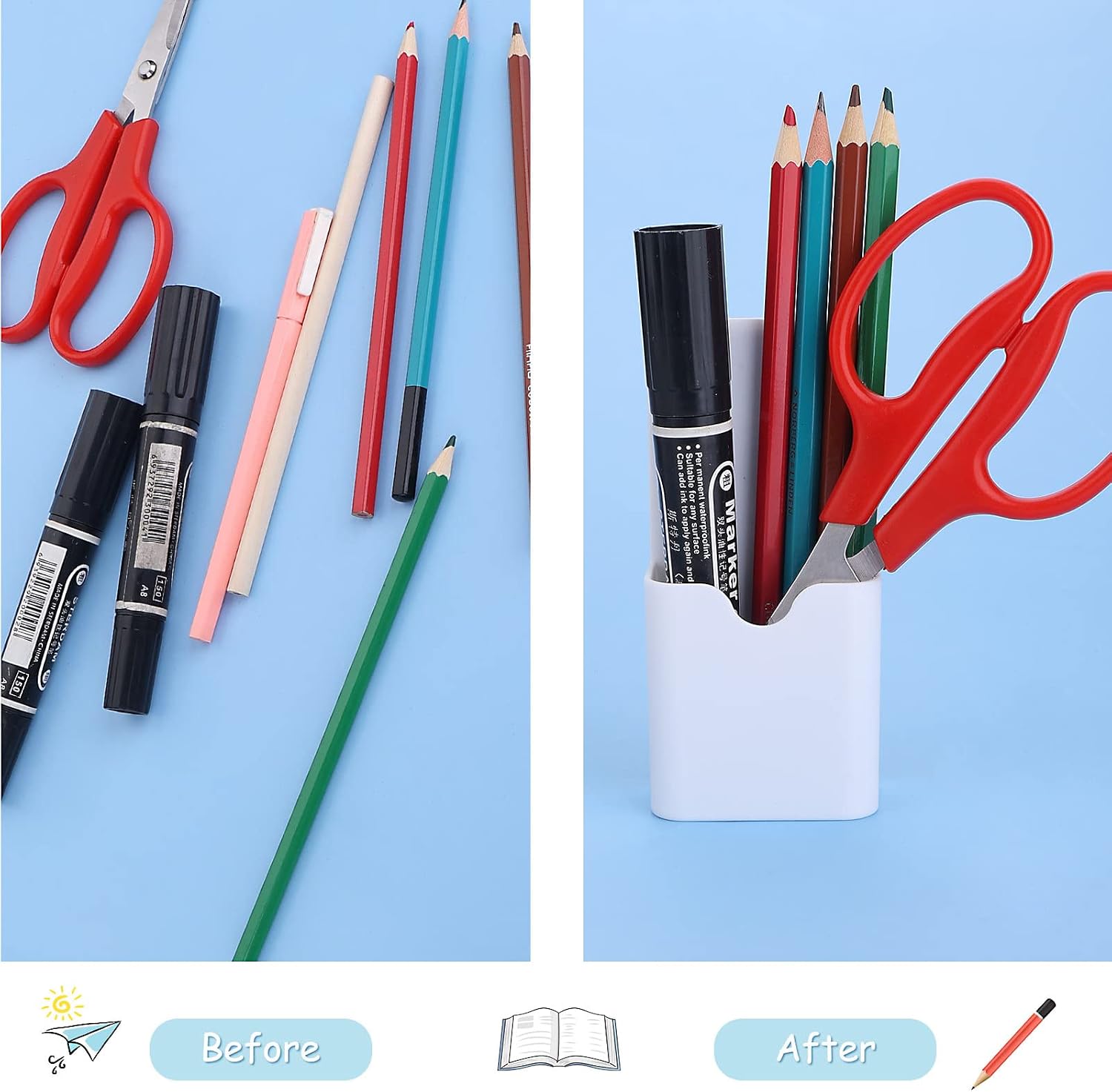 Cobee  2 Pcs Magnetic Marker Holders, Dry Erase Marker Pen Holder Whiteboard Eraser Organizer Magenetic Cup Stroage Holder for Refrigerator Whiteboard Cabinet Locker Home Office Supplies