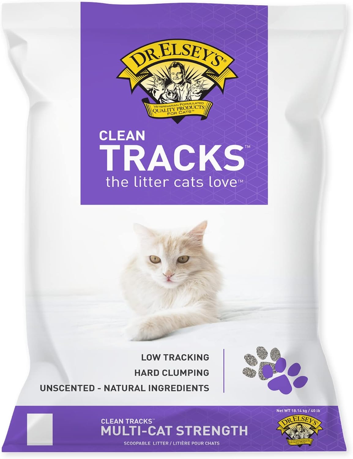 Dr. Elsey's Premium Clumping Cat Litter - Clean Tracks - Low Dust, Low Tracking, Hard Clumping, Superior Odor Control, Unscented & Natural Ingredients 40 LBS