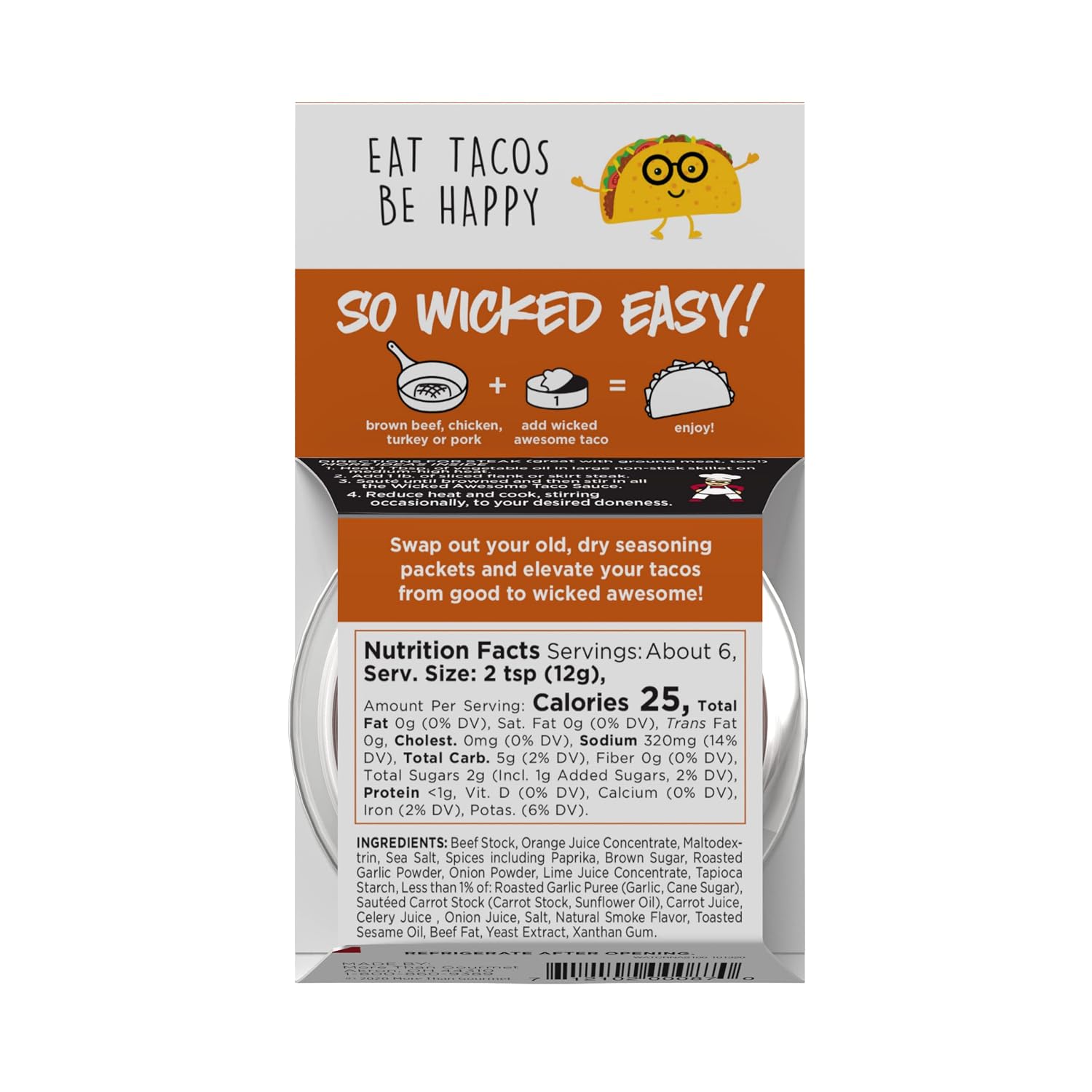 Kitchen Accomplice Wicked Tasty Taco, Carne Asada Simmer Sauce, 2.7 Ounce