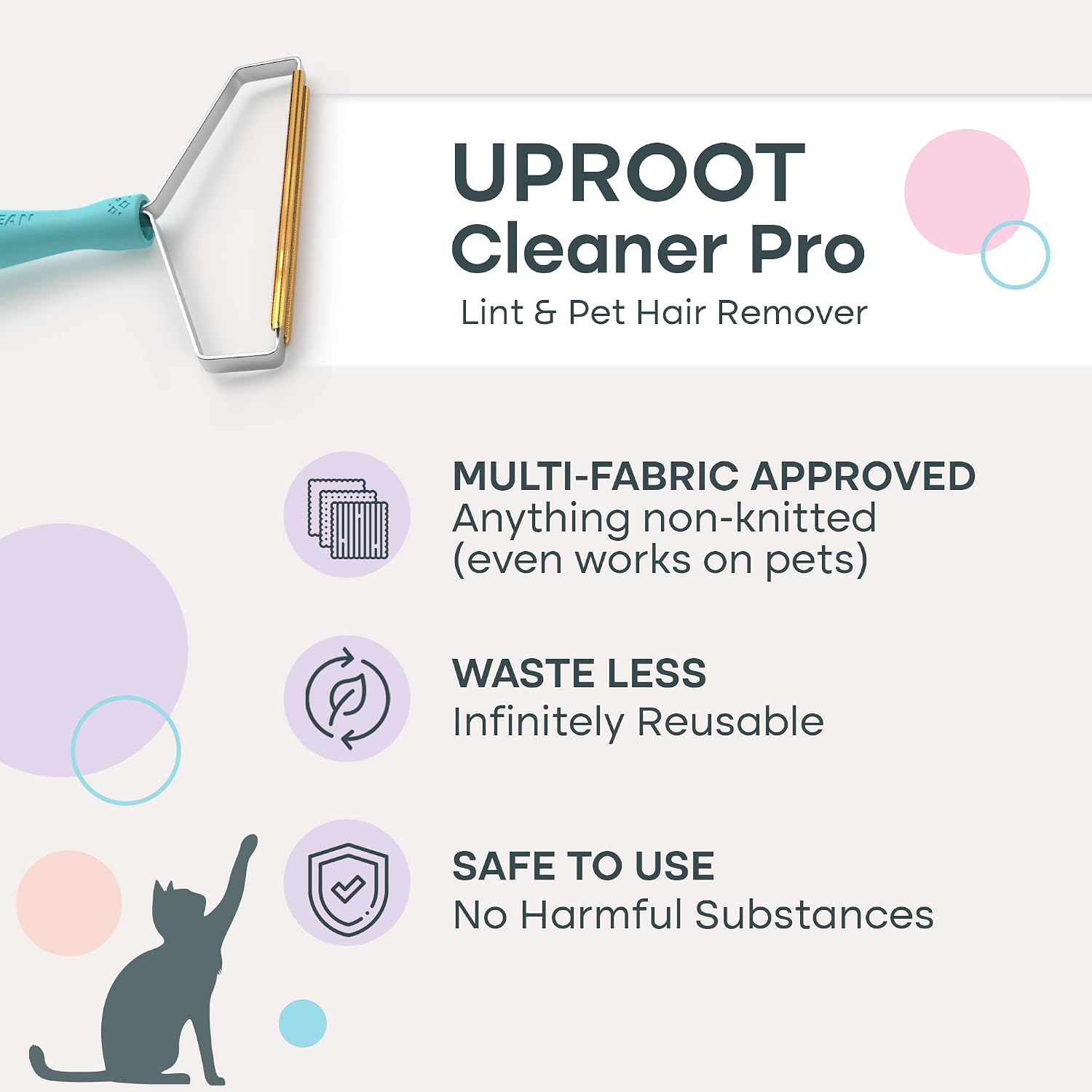 Uproot Cleaner Pro Pet Hair Remover - Special Dog Hair Remover Multi Fabric Edge and Carpet Scraper by Uproot Clean - Cat Hair Remover for Couch, Pet Towers & Rugs - Gets Every Hair!