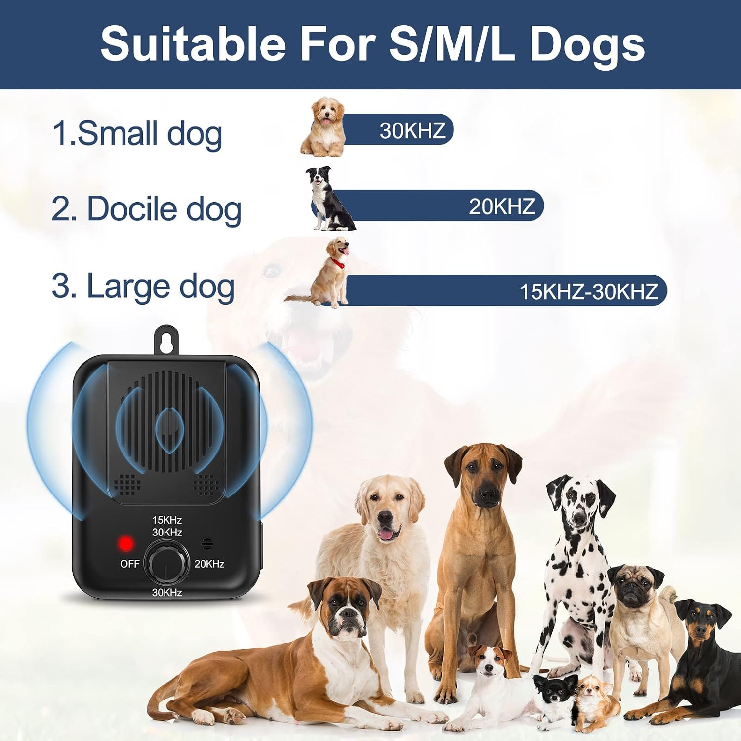 Anti Barking Device, Auto Dog Barking Control Devices with 3 Modes, Waterproof Bark Dog Deterrent Box, Rechargeable Ultrasonic Dog Barking Deterrent for Indoor & Outdoor Dogs, Safe for Dogs & People