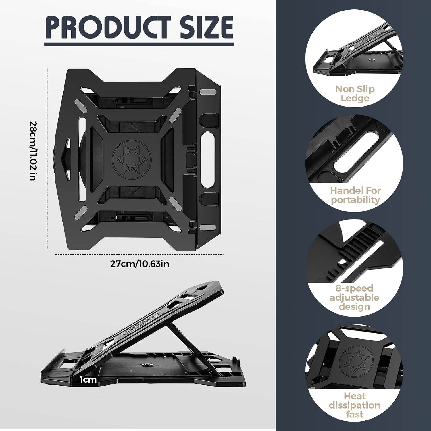 4 Pcs 11 x 10.6 Inches Laptop Stand Adjustable Lap Desk 8 Position Laptop Holder Ergonomic Lap Table Laptop Tray for Bed Car Train Plane Desk Sofa Writing Drawing Home Office Working Studying Supplies