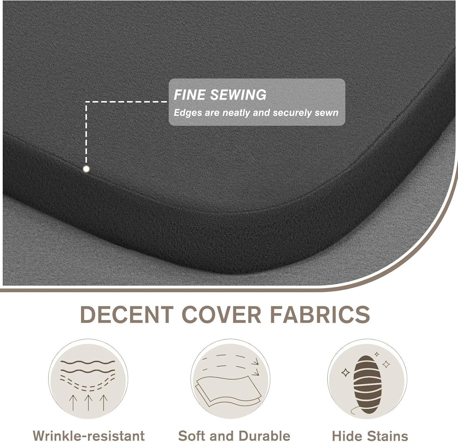 HAVARGO Chair Cushions for Dining Chairs with Bamboo Charcoal Foam [16.5x16.2 Inches] Kitchen Chair Pads Indoor Seat Cushions for Dining Chairs, 2" Thick Dining Room Chair Cushions Set of 4 Dark Grey