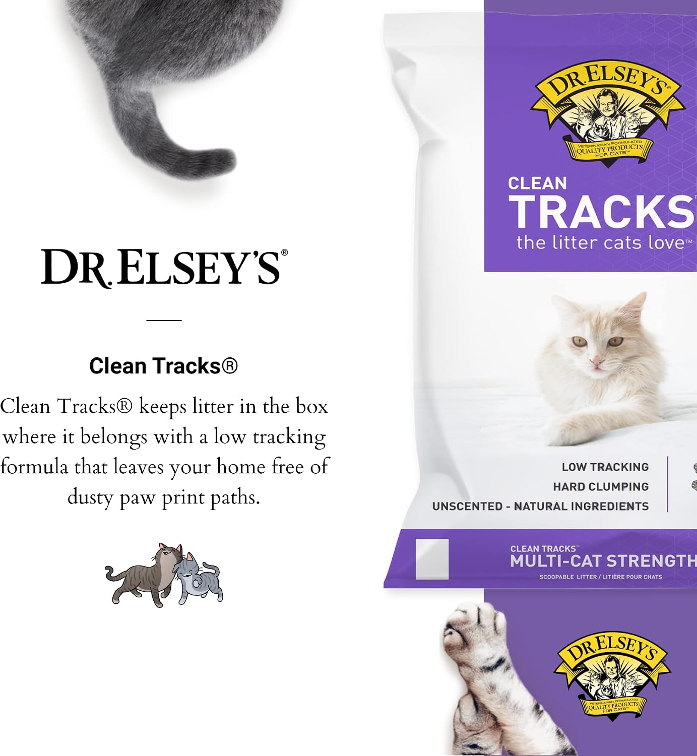Dr. Elsey's Premium Clumping Cat Litter - Clean Tracks - Low Dust, Low Tracking, Hard Clumping, Superior Odor Control, Unscented & Natural Ingredients 40 LBS