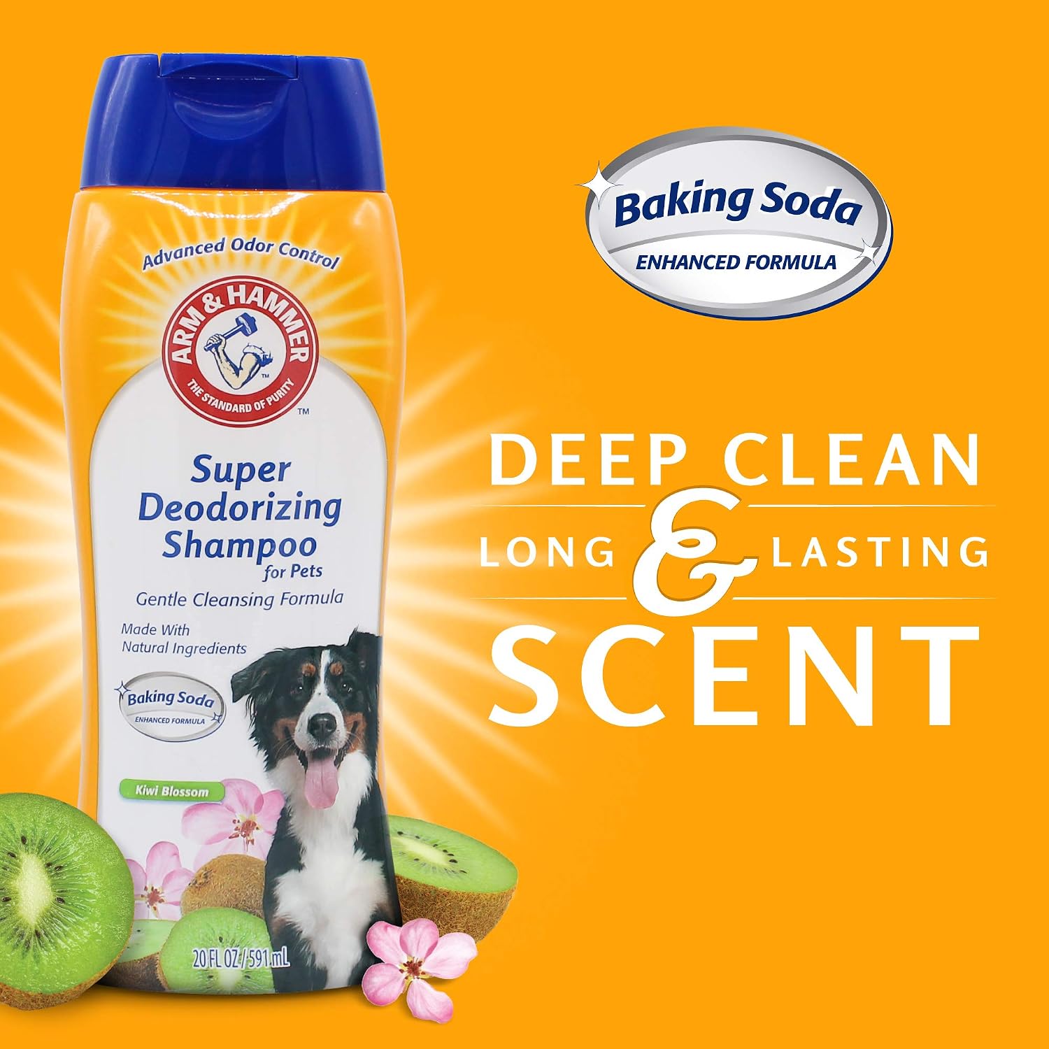 Arm & Hammer Super Deodorizing Shampoo For Dogs - Odor Eliminating Dog Shampoo For Smelly Dogs & Puppies With Arm & Hammer Baking Soda -- Kiwi Blossom Scent, 20 Fl Oz