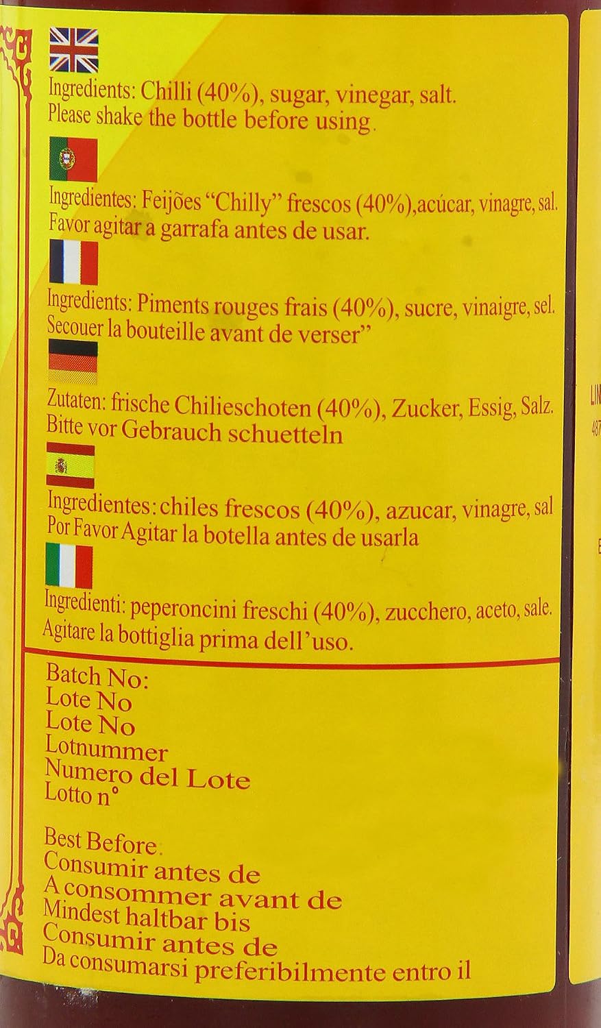 Linghams Chilli Sauce 280 ml (Pack of 8)