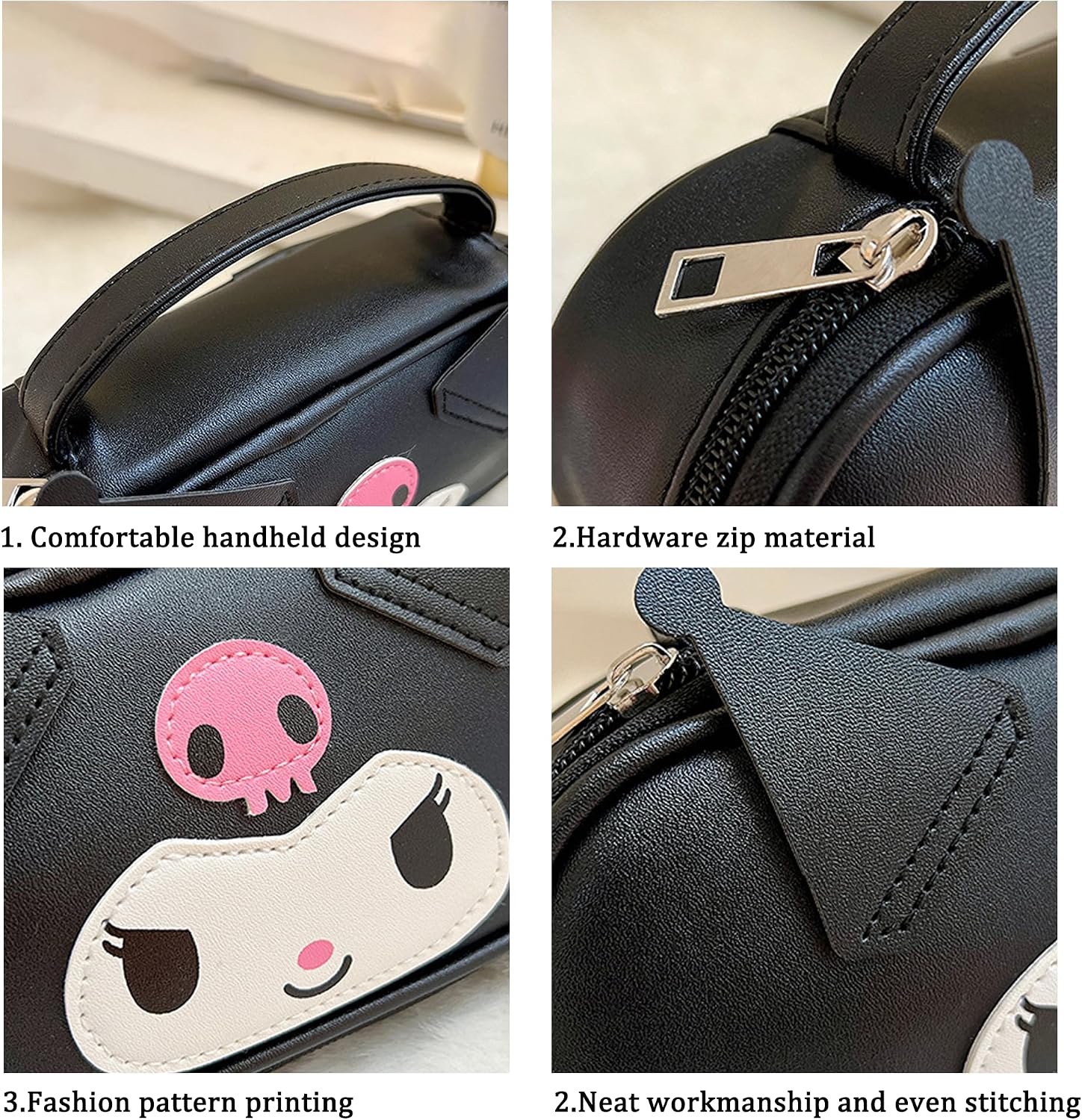 Rjivofa Cute Pencil Case for Girls, Pu Leather Pencil Box Pouch with Zipper (Cartoon Design), Large Capacity Stationery Storage Organizer for School Office Supplies