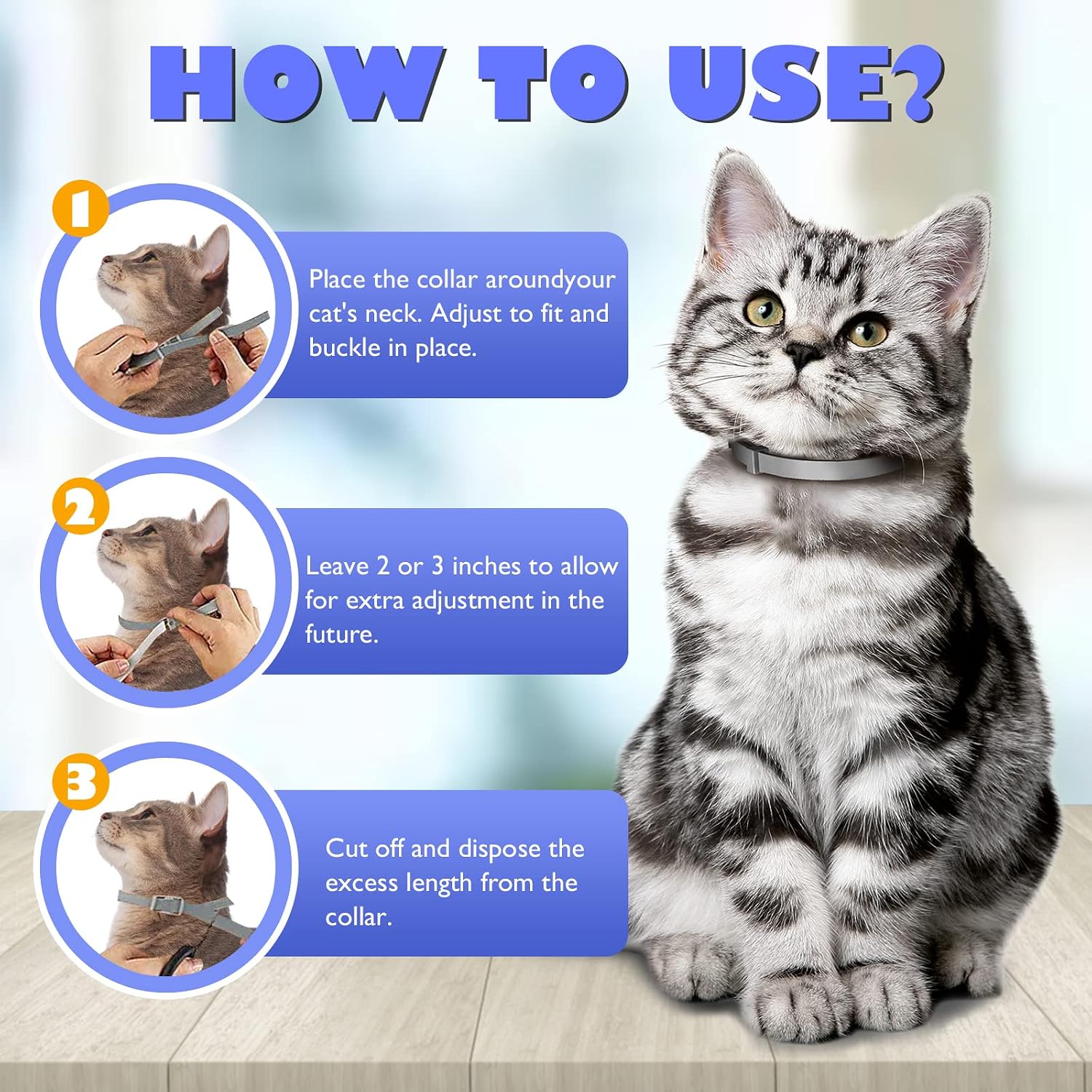 Cadorabo Flea and Tick Collar for Cats Kittens, 8 Months of Cat Flea Collar Protection 2 Collars Made with Premium Plant Based Essential Oil Waterproof and Natural Treatment Prevention Free Comb