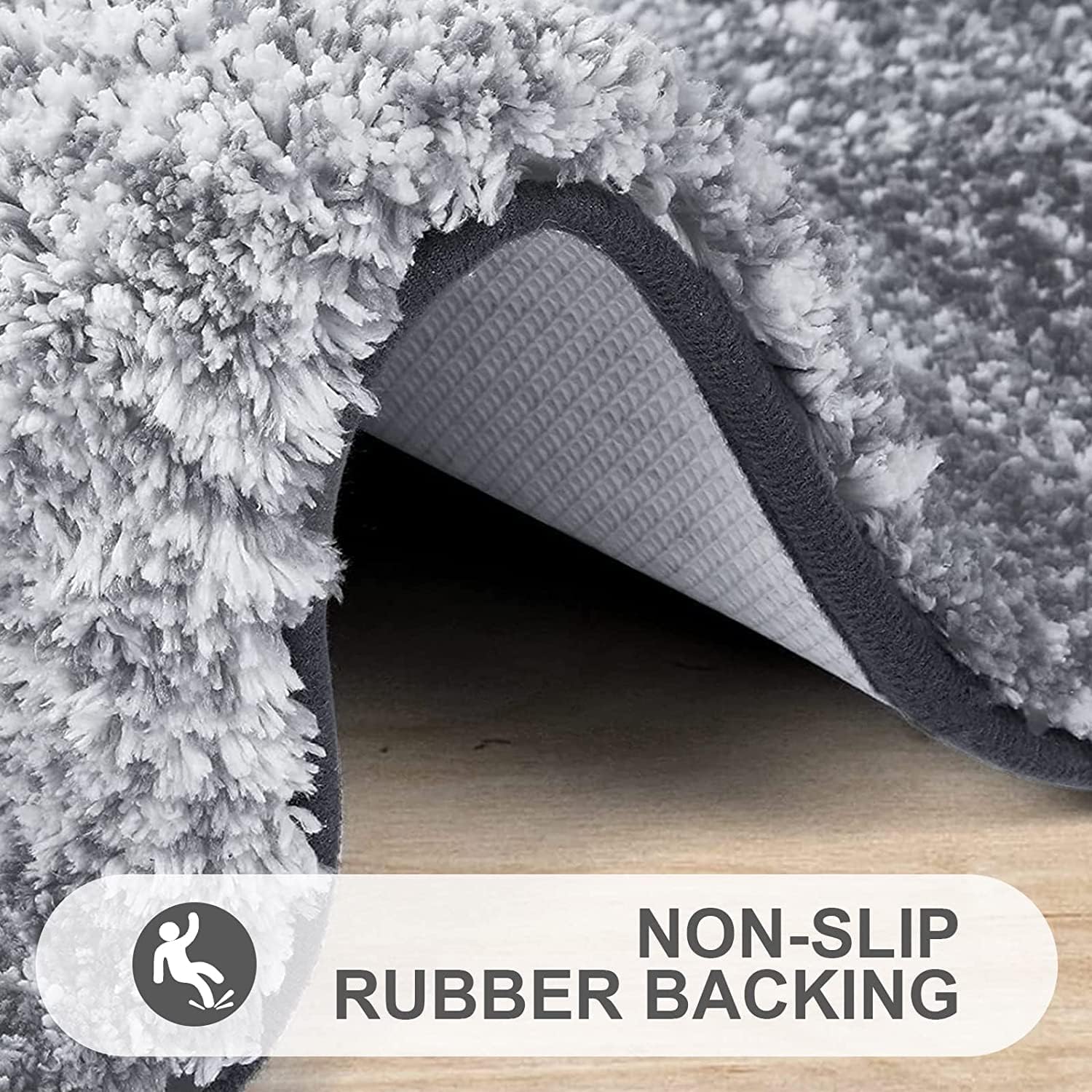 OLANLY Luxury Bathroom Rug Mat, Extra Soft and Absorbent Microfiber Bath Rugs, Non-Slip Plush Shaggy Bath Carpet, Machine Wash Dry, Bath Mats for Bathroom Floor, Tub and Shower, 24x16, Grey