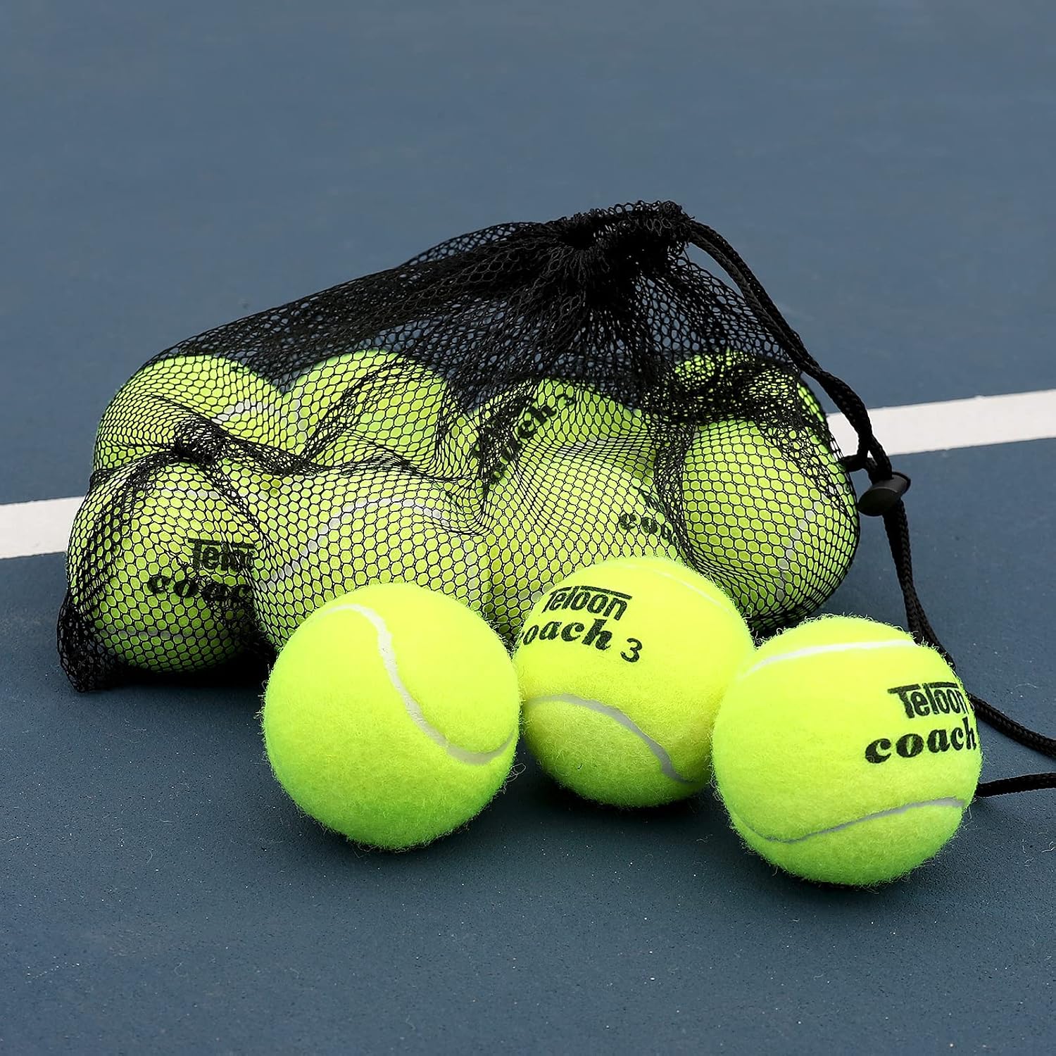 Teloon Pressure Training Tennis Balls-12 or 18 Count-Mesh Carry Bag?4 Colors Available?Pressureless Training Exercise Tennis Balls for Beginners.