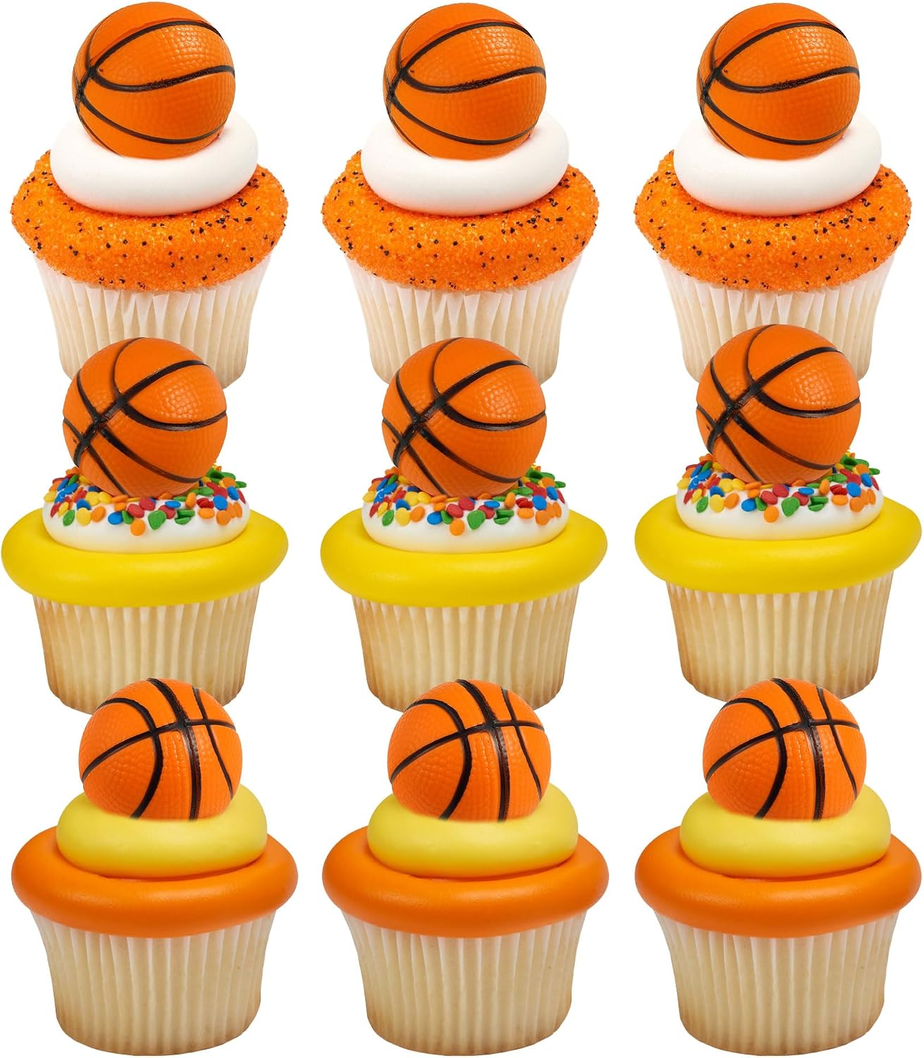 Gyufise 10Pcs Basketball Cake Toppers 3D Basketball Cake Pick Decorations for Sports Theme Babyshower Birthday Event Party Supply Decorations