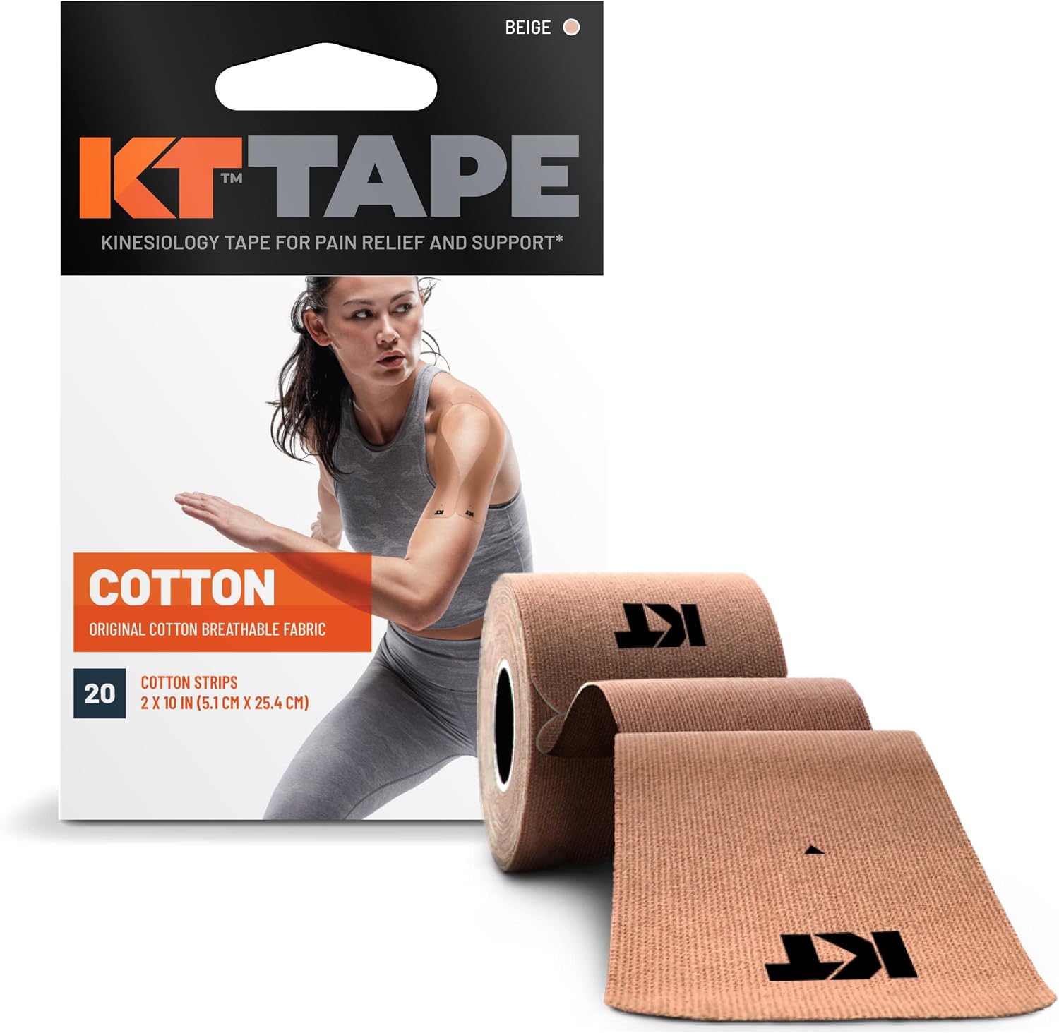 KT Tape, Original Cotton, Elastic Kinesiology Athletic Tape, 20 Count, 10  Precut Strips, Pink, 20 Precut Strips