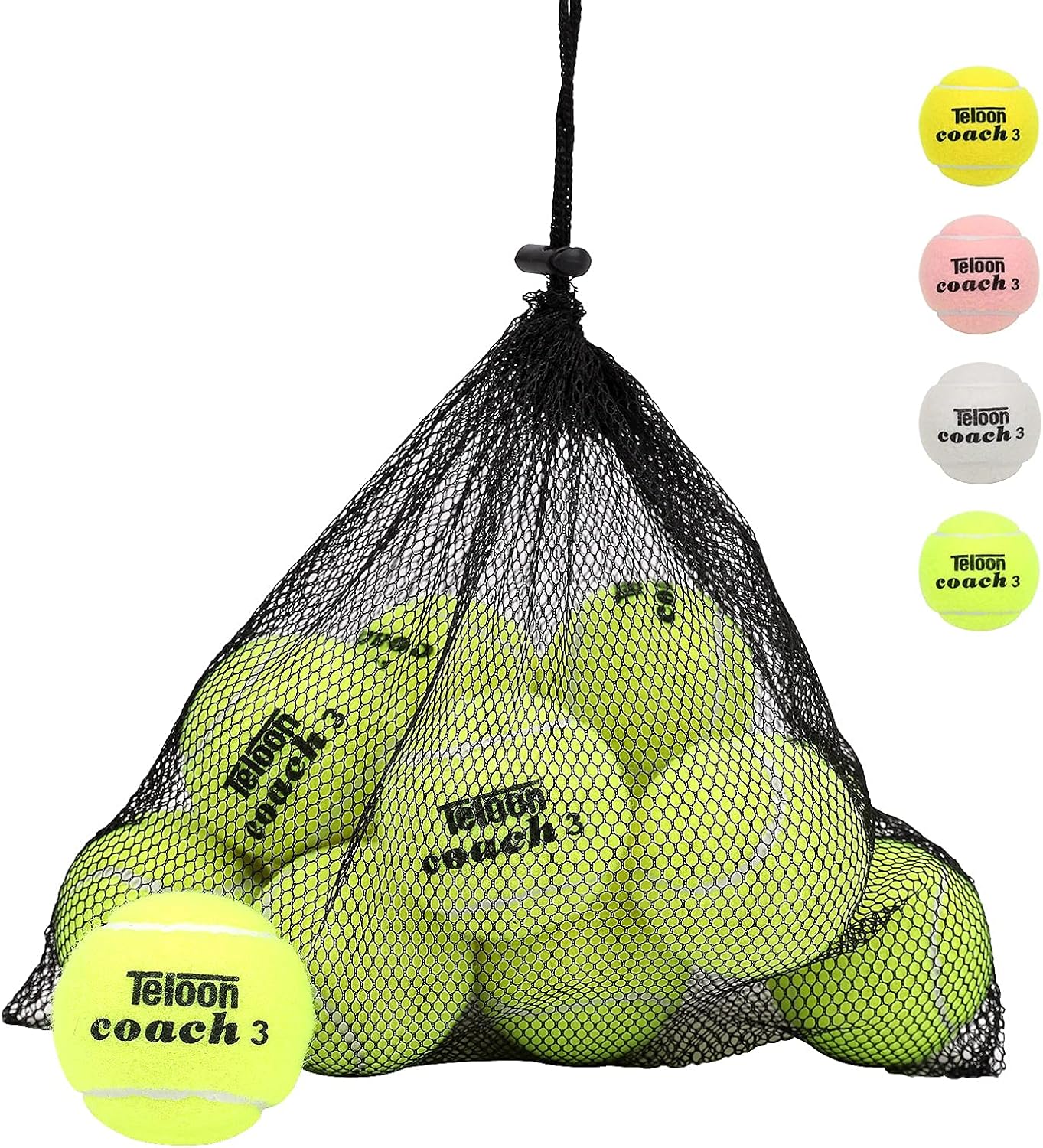 Teloon Pressure Training Tennis Balls-12 or 18 Count-Mesh Carry Bag?4 Colors Available?Pressureless Training Exercise Tennis Balls for Beginners.