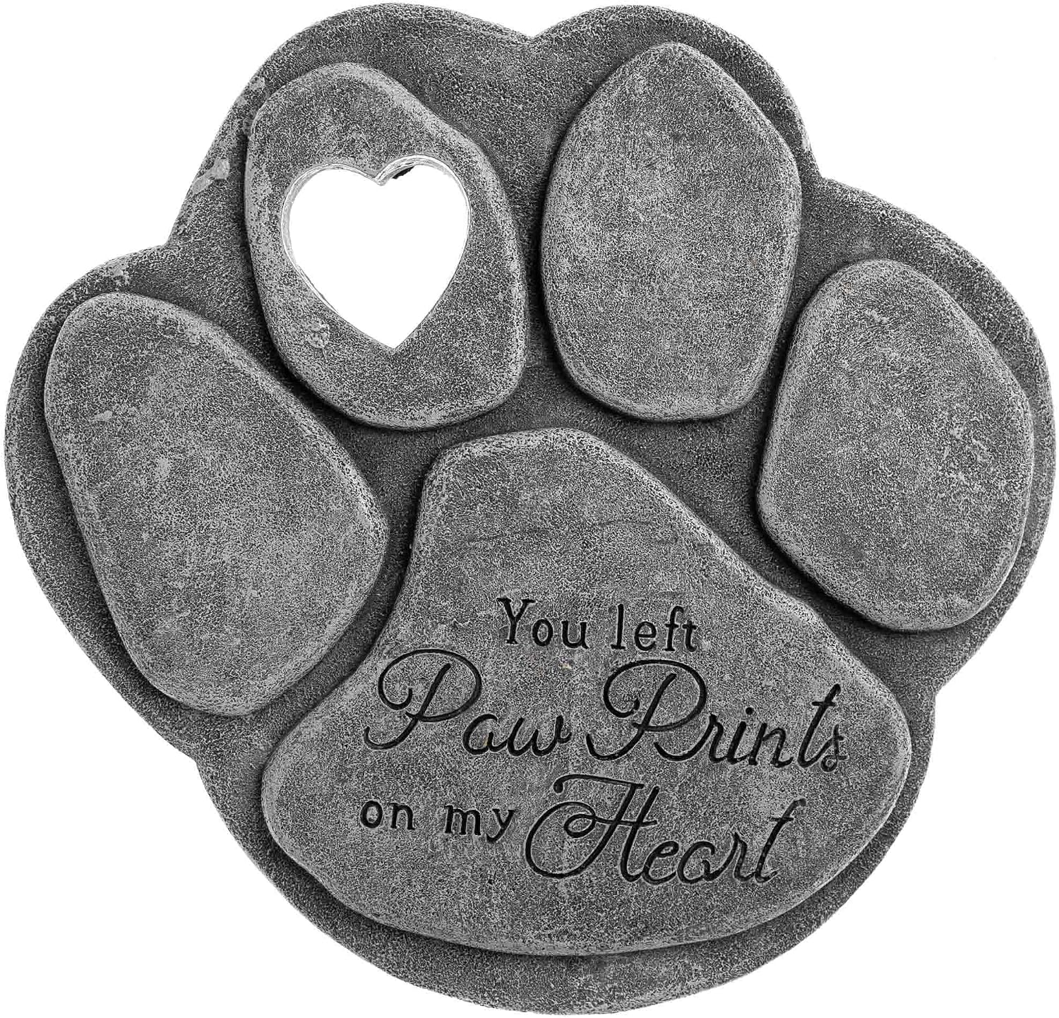 iHeartDogs Pet Memorial Garden Stone - 'You Left Paw Prints On My Heart' - Dog or Cat Bereavement Loss Gift