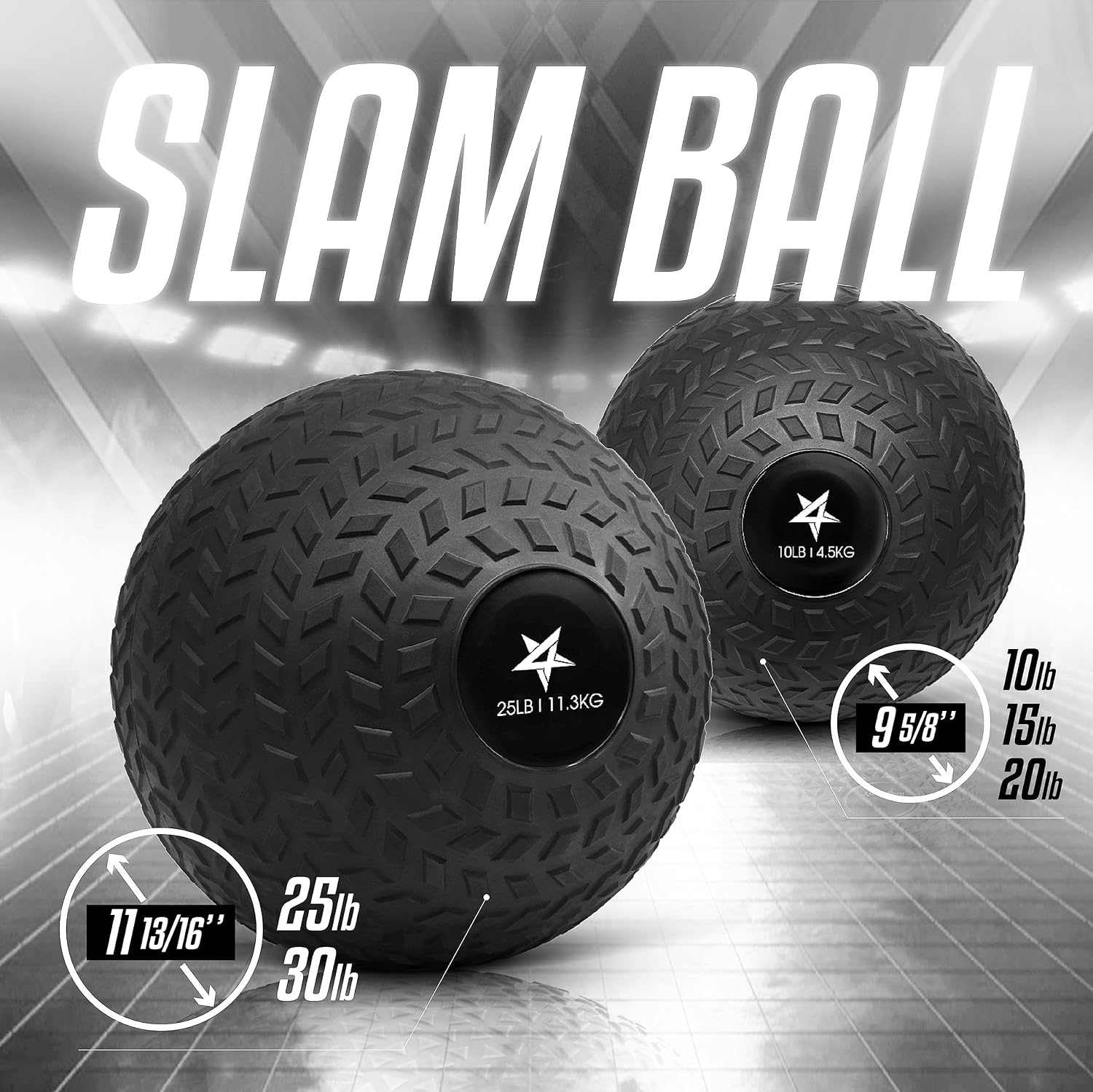 Yes4All Upgraded Fitness Slam Medicine Ball 20lbs for Exercise, Strength, Power Workout | Workout Ball | Weighted Ball | Exercise Ball | Black