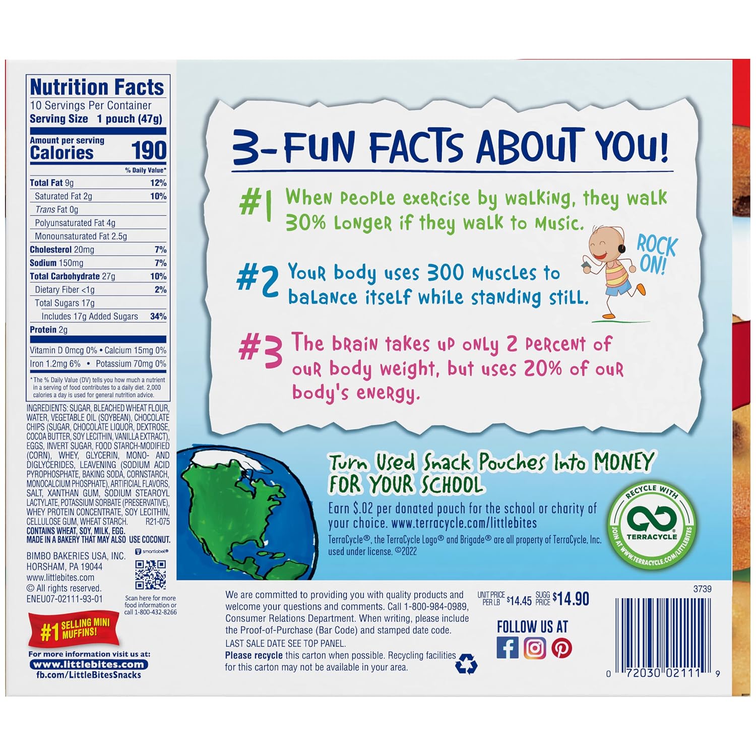 Entenmann's Little Bites Chocolate Chip Mini Muffins | 2 pack (20 pouches total)