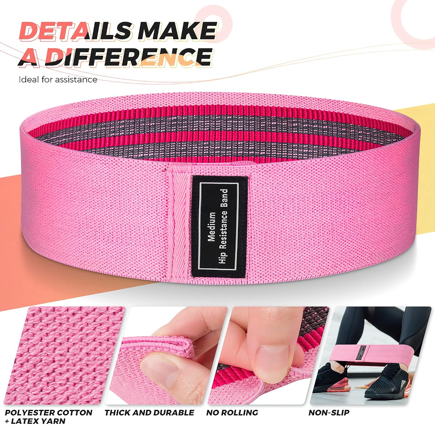 Resistance Bands, Exercise Workout Bands for Women and Men, 5 Set of Stretch Bands for Booty Legs, Pilates Flexbands